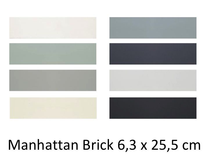 Vloer- en wandtegels, rechthoekig, designkleuren - 6,3 x 25,5 cm - Manhattan Brick White, Bone, Greige, Sage, Turquoise, Indigo, CEVICA